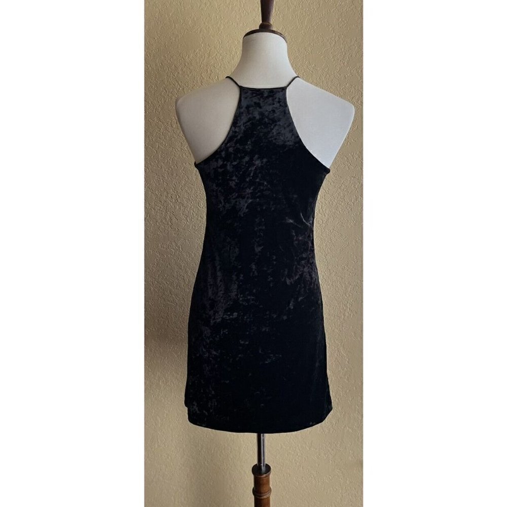 Love...Ady Womens Black Crushed Velvet Slip Mini Dress Size S - Picture 8 of 11
